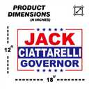 Jack Ciattarelli Yard Sign  18"x12" Yard Sign With H-Stake | Double-Sided Corrugated Plastic Outdoor Lawn Sign | Campaign Signs for New Jersey Governor