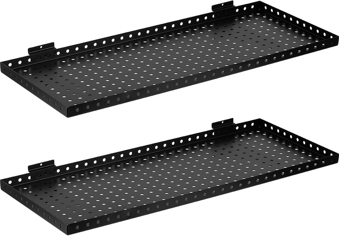 Heavy Duty Slatwall Shelf 30x12Inch, Steel Slatwall Accessories Storage Rack for Garage, Retail, Workshop (2, 30x12Inch)