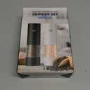 Electric Salt and Pepper Grinder Set, Rechargeable Automatic Pepper Mill Grinder with LED Light Gifts for Women, Adjustable Coarseness shakers, One-Hand Operation for Kitchen Essentials (Rechargeable-Upgrade Black/White 2PC)