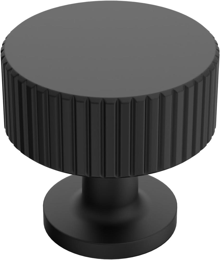 Alzassbg 10 Pack Matt Black Cabinet Knobs, 1.1 Inch(28mm) Diameter Cabinet Handles Kitchen Hardware for Cabinets and Drawers AL6095MB (Single Hole Knobs)