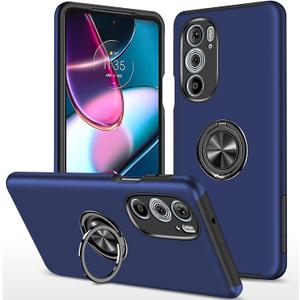 for Moto Edge Plus 2022 Case for Motorola Moto Edge 30 Pro Case Military Grade Shockproof Built-in Ring Holder Kickstand Car Mount Protective Case for Edge Plus 2022 Edge 30 Pro Phone Case (Blue)