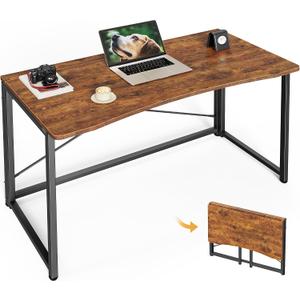 Huuger Folding Desk for Small Spaces, 39.3 Inch Foldable Computer Table, for Home Office, Study, Bedroom, Dorm, Space Saving, Small Writing Work Office Computer Desk, Easy to Fold, Rustic Brown, 18.9"D x 39.4"W