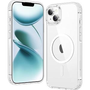 FNTCASE for iPhone 14 Plus Case: Clear Magnetic Phone Cases Compatible with Magsafe Slim Anti Yellowing Military Grade Drop Protection Rugged Protective Transparent Cell Phone Cover (A-Clear)