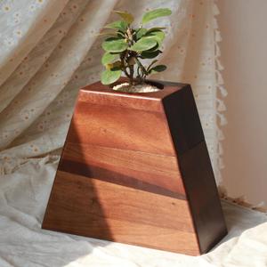 Handcrafted Walnut Cremation Urn with Removable Planter Lid for Adult Human Ashes - Decorative Solid Wood Memorial Urn for Loved Ones and Beloved Pets