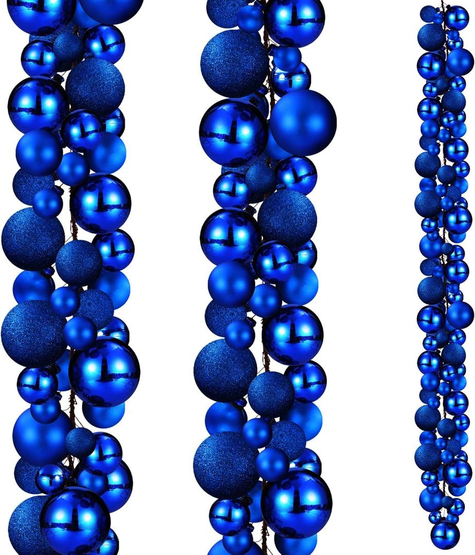 Yuxung 2 Pcs Christmas Ball Garland 6 ft Ball Ornaments Christmas Bulb Garland Xmas Tree Bauble Decorations for Party Supplies Indoor Outdoor Home Office Decoration Accessories(Navy Blue)