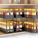 Pull Out Spice Rack Organizer for Cabinet, 3 Packs Slide Out Spice Racks Organizer, Spice Cabinet Organizers, Cabinet Size Need:12'' Highx11'' Deepx5'' Wide,Each Tier Hold 10 Spice Jar - 2 Tier, Black