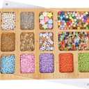 Favonuovy Seed Beads Sorting Tray with Magnetic Acrylic Lid and Elastic Band Bead Boards for Jewelry Bracelet Making Wooden Beading Mat Engraved with 7in Ruler, 13 Compartments and Letter A-M