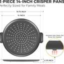 HONGBAKE 2 Pack Pizza Pan 14 Inch with Holes, Rust-Free Nonstick Pizza Pan for Oven, 0.8mm Carbon Steel Perforated Pizza Tray with Wider Handles, Round Baking Sheet for Frozen & Homemade Pizza, Grey