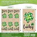 JarThenaAMCS 100Pcs St. Patrick's Day Guest Napkin Shamrock Clover Disposable Paper Napkins Rustic Burlap Print Dinner Hand Towels for Kitchen Bathroom Irish Party Supplies Table Decor