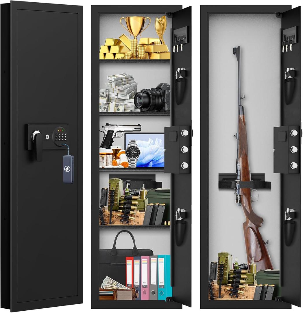 51.18" Tall Fireproof Wall Safes Between the Studs 16" Centers, Heavy Duty Combination Lock in Wall Safe with Removable Shelf, Hidden Safe for Valuables Jewelry Money Certificat