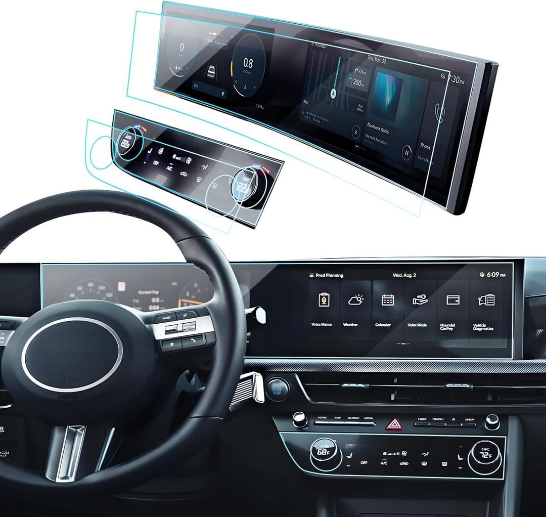 Hyundai Sonata Screen Protector for 2024 2025 2026 Sonata (SEL/N Line/SEL Hybrid/Limited) Accessories Navigation & AC Nano Touchscreen Protector Film Anti-Glare 12.3''- 4PCS
