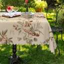 Spring Boho Farmhouse Vintage Floral Botanical Polyester Rectangle Tablecloth Table Cloth Waterproof Wipeable Wrinkle Free Oblong Tablecloth for Kitchen Dining Patio, 60 x 84 Inch, Beige