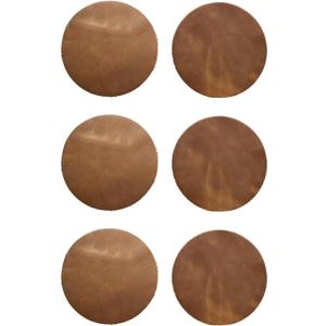 Real Natural Grain Leather Coasters – Durable Non-Slip (Luggage) Distressed Design, Set of 6 for Table Protection in Home, Office, Kitchen, and Bar