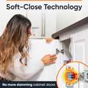 DecoBasics 30 Pack 1-1/2" Overlay Soft Close Cabinet Hinges for Kitchen Cabinets -Satin Nickel Self Closing Kitchen Cabinet Hinges Concealed with Built-in Soft Close Hinges Damper -3 Way Adjustability