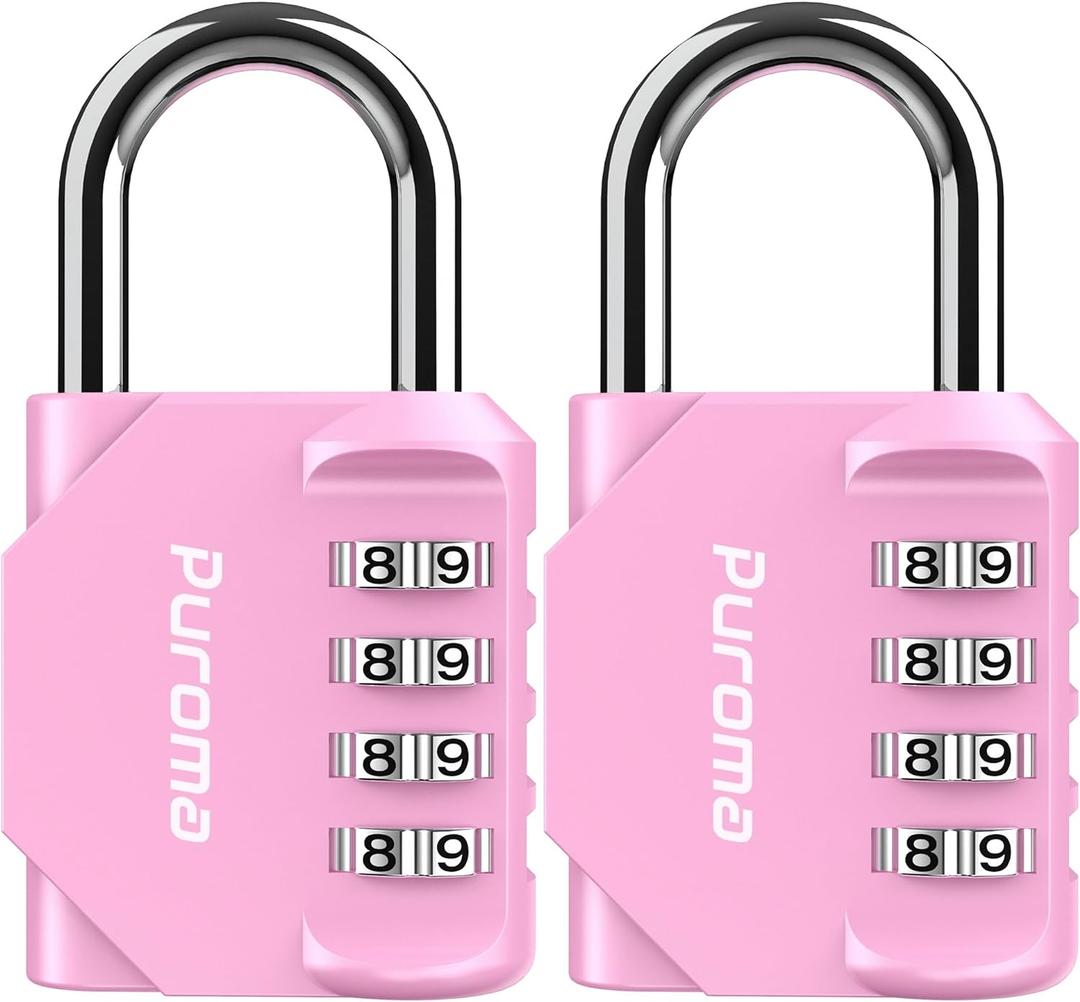 Puroma 2 Pack Combination Lock for Locker 4 Digit Outdoor Waterproof Padlock for School, Gym, Sports, Fence, Toolbox, Gate, Case, Outdoor, Hasp Storage (Pink) Puroma 2 Pack Combination Lock for Locker 4 Digit Outdoor Waterproof Padlock for School, Gym, Sports, Fence, Toolbox, Gate, Case, Outdoor, Hasp Storage (Pink)