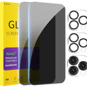 PEHAEL 2+2 Pack for iPhone 15 Pro Privacy Screen Protector with Camera Lens Protector Full Coverage AntiSpy Tempered Glass Film 9H Hardness Easy Installation Bubble Free [6.1 inch]