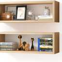 Kaboon 24in Floating Cube Shelves Set of 2, Display Shelves Wall Mount, Decorative Hanging Shelves for Kitchen Living Room Office,(Light Walnut, Rectangle 2 Cubes)