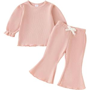 Toddler Girl 2-piece Clothes Set Infant Girl Cotton Long Sleeve Shirt and Pant Fall Winter Outfit for Baby Girl