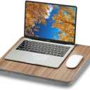 ZEAPTAC Lap Desk with Pillow Cushion, Portable Bed Desk, Fits up to 15.6 inch Laptop, Lap Stand for Bed & Couch & Carpet, Book/Tablet/Drawing Board Stand - Dark Brown Wood (Medium)