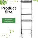Huwena 4 Tier Mini Fridge Stand with Storage for Dorm Microwave Stand Over Mini Fridge Storage Shelf Adjustable Height Organizer for College Rooms Kitchen Pantry(Black), 77.56 x 24.02 x 18.11 inches