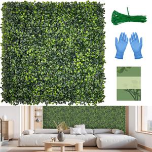 Artificial 20"x20" (12 Pieces) Boxwood Grass Wall Panels Screen | UV-Anti Faux Green Leaf Privacy Fence, Garden/Backyard/Patio/Balcony/Party Greenery Hedge Backdrop, Indoor Outdoor Decor