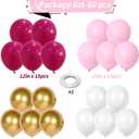 Pink and Gold Balloons, Valentines Day Decorations Balloon Princess Pastel Hot Pink White Metallic Gold Latex Balloons for Girls Women Birthday Wedding Bridal Baby Shower Anniversary Party Decoration