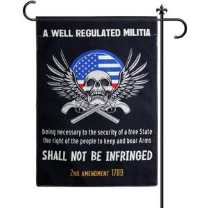 5 x 2nd Amendment 1789 Flag, 17.52x12.4 Inch USA Patriotic Skull Flag Second Amendment Sign The Right of The People to Keep and Bear Arms Shall Not Be Infringed Double Sided Garden Flag for Decoration