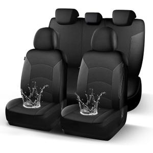 Neoprene Waterproof Seat Covers, Premium Cloth Car Seat Covers Full Set, Durable,Composite EVA, Airbag Compatible, Universal Automotive Seat Covers for Most Sedans SUVs Trucks(Black 818)