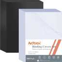 Ndsox 200 Pack Binding Covers and Backs Set 8.5 x 11 Inches Letter Size, 100 8-Mil Clear Binding Covers, 100 12-Mil Black Sand-Textured Binding Presentation Polycovers, Un-Punched, Square Corners
