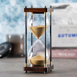 Large Hourglass Timer 60 Minute, Decorative Wooden Sand Timer with Golden Sand, 1 Hour Sand Clock