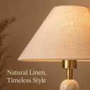 Calacatta Marble Table Lamp,Beige Linen Shade,for End Table