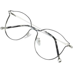 VisionGlobal Blue Light Blocking Glasses for Women, Anti Eyestrain, Computer Reading, Stylish Oval Frame (28033_silver Black(c5))