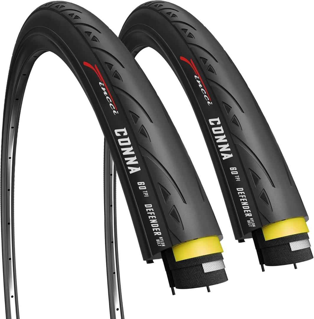 Fincci Conna Pair 700x23c Tires Road Bike 23-622 Foldable Bike Tire 60TPI with 1mm Antipuncture Protection for Cycling Racing Touring - Pack of 2 Bicycle Tires