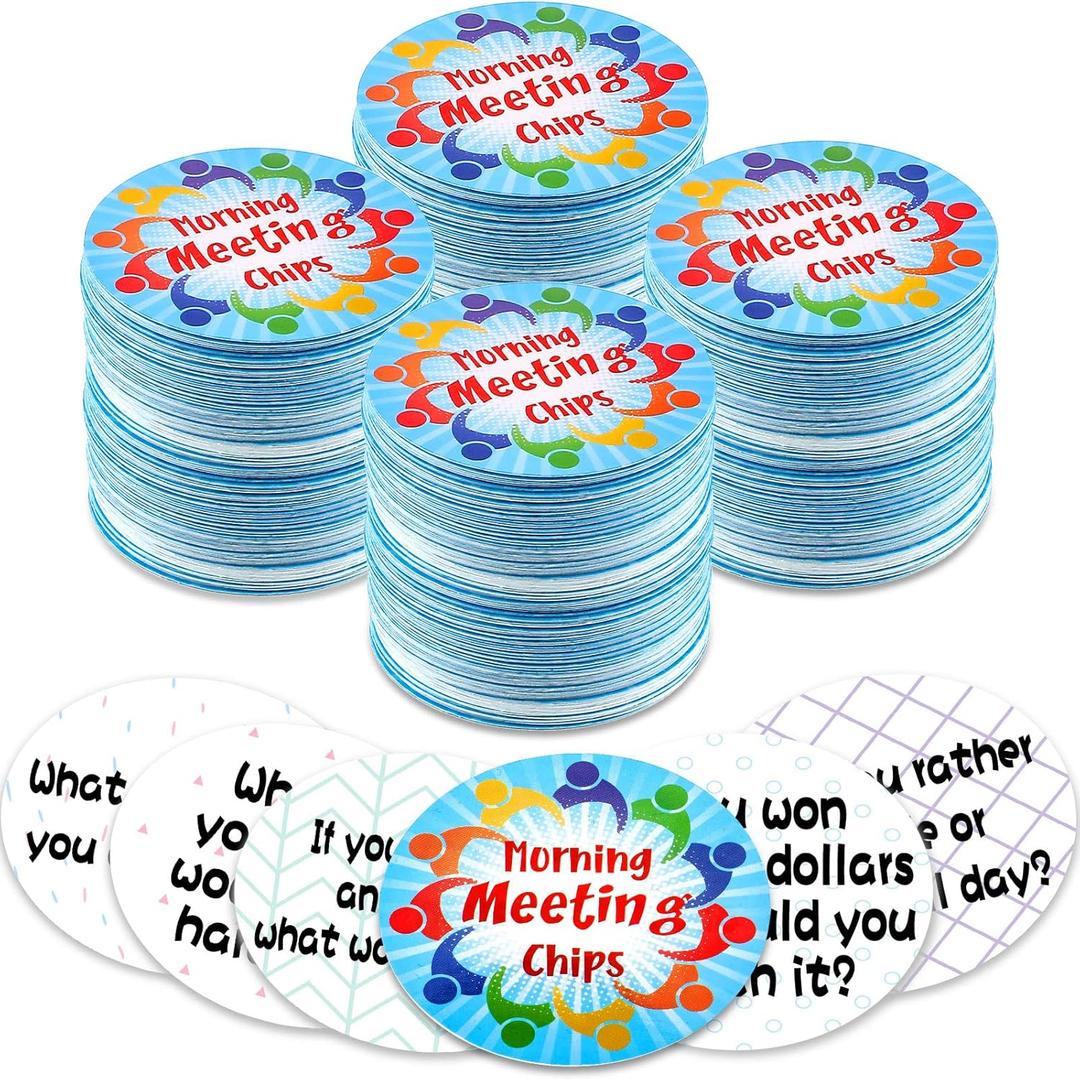 50 Styles 100 Pcs Morning Meeting Chips for Kids, Student Response Cards, Conversation Starters, Classroom Question Idea Cards for Elementary School, Learn Communication, Listening, Vocabulary