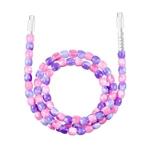 HianDier USB C to USB C Cable 3.3FT Stylish Crystal Beads Jade Type C Charger Fast Charging Cord for Girls Women Compatible with iPhone 17 Air 16 Pro Max 15 for Galaxy S25 for iPad Pro-Pink Purple
