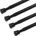 KXLife 5Pcs Tension Curtain Rod Adjustable 28-40 Inch, Small Tension Rods No Drill, Expandable Spring Loaded Tension Rods for Window (Black)