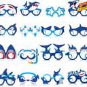 Liliful 32 Pcs Shark Party Eyeglasses Kids Shark Paper Eyeglasses Ocean Sea Glasses Ocean Animal Paper Glasses Photo Booth Props Under The Sea Party Supplies for Kids Boys Girls