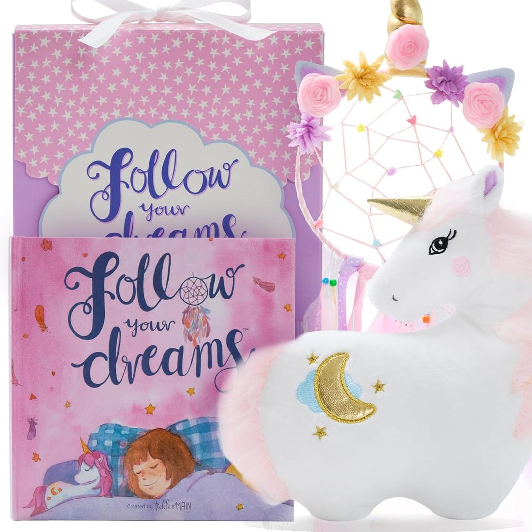 Tickle & Main Follow Your Dreams Unicorn Pillow Set - Unicorn Plush for Girls Aged 4-9 Years