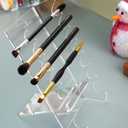 Acrylic Makeup Brush Holder for Vanity, Unique Office Desk Accessories For Women Aesthetic, Pen Display Stand Holder, Makeup Brush Drying Rack, Make Up/Hair/Paint Brush Holder, Clear