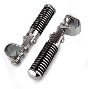 1" (25.4mm) -1.25" (32mm) Motorcycle Highway Engine Crash Bar Guard Foot Pegs Clamp Footrest Mount Rest Rubber For Harley Chopper Bobber Custom (Silver)