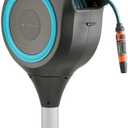 GARDENA (18614-80) 66' x 1/2" Automatic Retractable Garden Hose Reel on Metal Spike, 66' Outside Garden Hose Length, with 360° Rotation to Reach All Areas of Your Yard