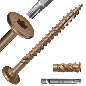 #14 x 2-7/8 Inch Wood Structural Lag Screws 50Pcs Star Drive Decking Wood Screws, Rust Resistant Timber Screws for Timber/Log/Landscaping (Brown)