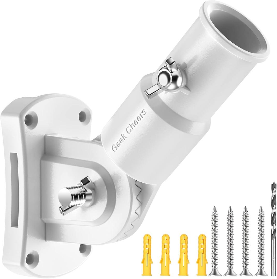 White Flag Pole Holder Adjustable, Ultra Heavy Duty 304 Stainless Steel Flag Pole Bracket for Outside House & Estate - 1" Inner Diameter Flag Mounting Bracket, Built to Last Never Breaks
