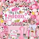 155Pcs My First Rodeo Decorations Girl,Western Cowgirl 1st Birthday Balloon Arch,Banner,ONE Box,Tablecloth Theme Party Supplies for Baby Girl 1st Birthday,Girls Baby Shower Party