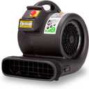 B-Air Grizzly Gp-1 1 HP 3550 CFM Air Grizzly Mover Carpet Dryer Floor Fan for Water Damage Restoration Equipment & Pet Cage Dryer Black