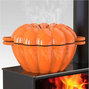Wood Stove Steamer, Cast Iron Fireplace Humidifier, 2.4 Quart Capacity, Pumpkin Wood Stove and Fireplace Accessories for Decoration and Gifts