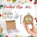 Syhood 12 Pcs Glass Christmas Ball Ornaments 2.64 Inch Small Glitter Christmas Tree Balls Ornaments Decoration Present for Xmas Tree Decorations Set (Champagne Set,Glitter+Matte)