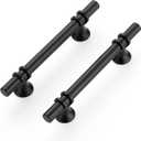 Ravinte 5 Pack 6-3/8 Inch Cabinet Pulls Kitchen Cupboard Handles with Round Base Matte Black Drawer Pulls Cabinet Handles 6-3/8" Length,4" Hole Center