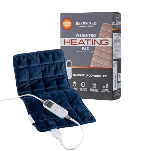 Berkshire Weighted Heating Pad for Pain Relief -12"x24" Electric Heat Wrap with 10 Heat Settings, Auto Shut Off -Targets Back, Neck, Shoulder, Leg, Abdomen Cramps -Machine Washable & Portable