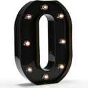 Light Up Black Alphabet Marquee Letters Sign LED Marquee Number Lights Sign for Night Light Home Bar Christmas Lamp Birthday Party Wedding Decoration O